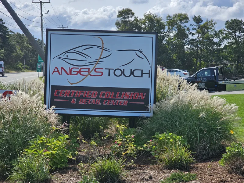 Angels Touch Certified Collision and Detail Center roadside sign
